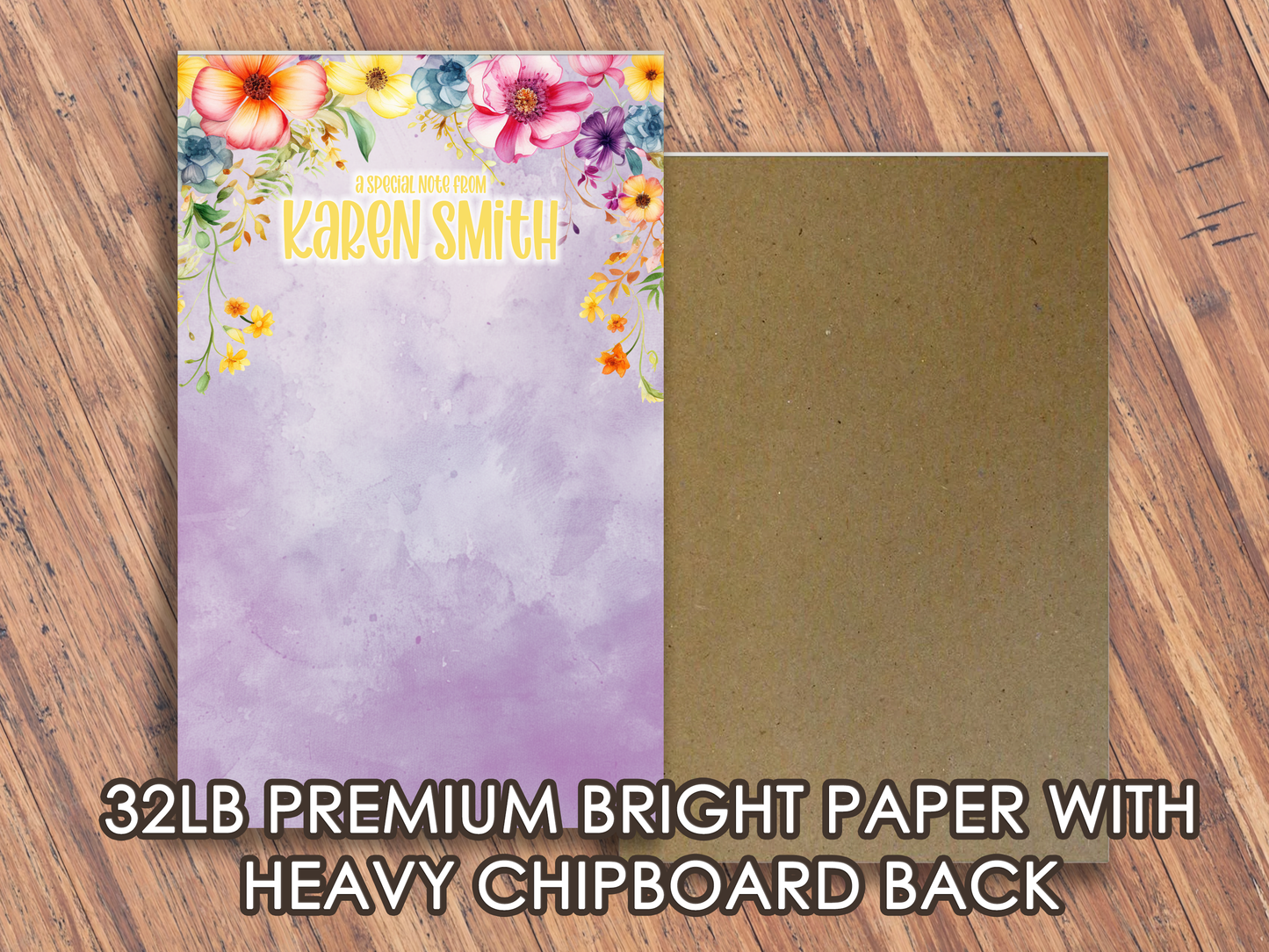 Personalized Watercolor Spring Flower Memo Pad | Custom Name Top Tear-Off Notepad | 4-in-1 Design (Copy)