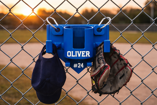 Custom Baseball Fence Organizer | Dugout Bat Holder, Glove Hook, Helmet Hook & Water Bottle Holder | Personalized Softball Team Organizer
