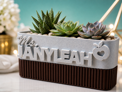 Teacher Name Plate Planter, Personalized Teacher Gift, Teacher Appreciation, Succulent Planter Box, Custom Classroom Decor, End of Year Gift