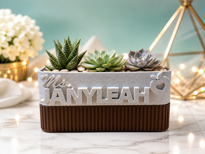 Teacher Name Plate Planter, Personalized Teacher Gift, Teacher Appreciation, Succulent Planter Box, Custom Classroom Decor, End of Year Gift