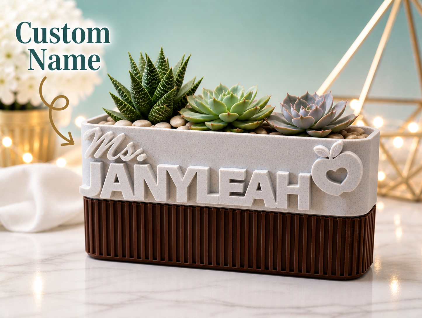 Teacher Name Plate Planter, Personalized Teacher Gift, Teacher Appreciation, Succulent Planter Box, Custom Classroom Decor, End of Year Gift
