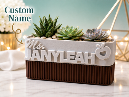 Teacher Name Plate Planter, Personalized Teacher Gift, Teacher Appreciation, Succulent Planter Box, Custom Classroom Decor, End of Year Gift