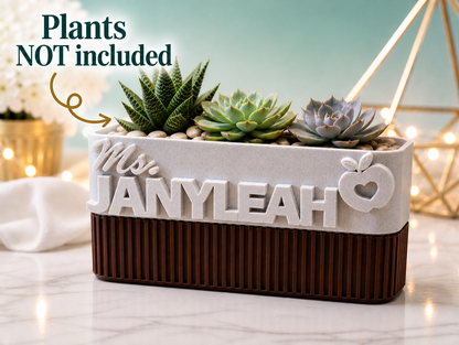 Teacher Name Plate Planter, Personalized Teacher Gift, Teacher Appreciation, Succulent Planter Box, Custom Classroom Decor, End of Year Gift