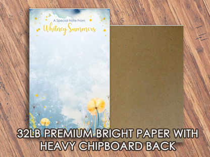 Personalized Watercolor Floral Memo Pad | Custom Name Top Tear-Off Notepad | 4-in-1 Design