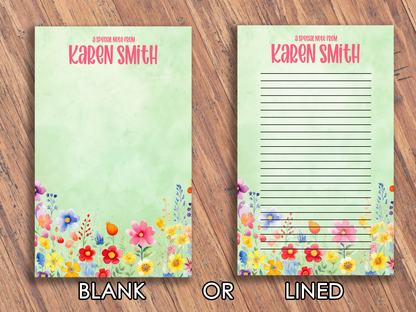 Personalized Watercolor Spring Flower Memo Pad | Custom Name Top Tear-Off Notepad | 4-in-1 Design (Copy)